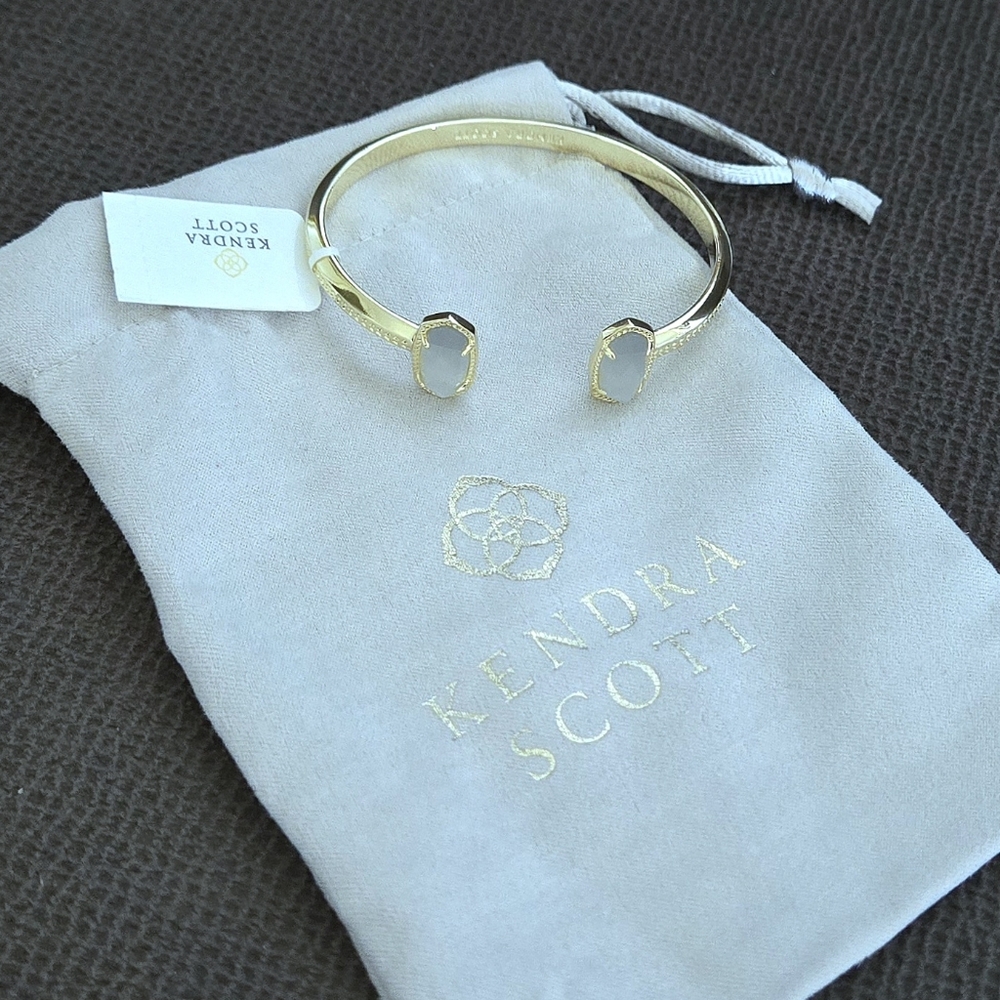 Kendra Scott Gold💛 "Elton" Cuff Bracelet With Slate Cat's🐱 Eye👁 Stones - NWT - Picture 2 of 16